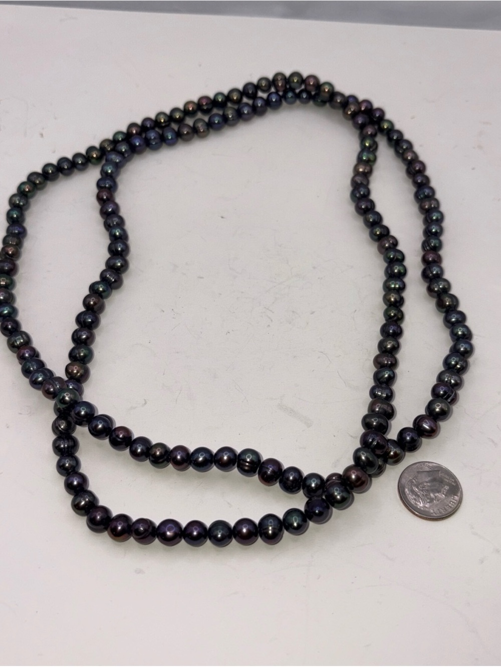 40 Inch Long 4-5mm Black Peacock Freshwater Pearl Rope Necklace